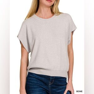 Zenana Round Neck Sleveless Super Soft Sweater-Like Color: Bone NWOT